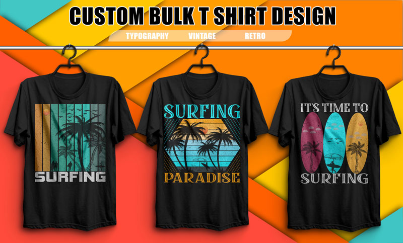Retro Surfing T-shirt Bundle Design